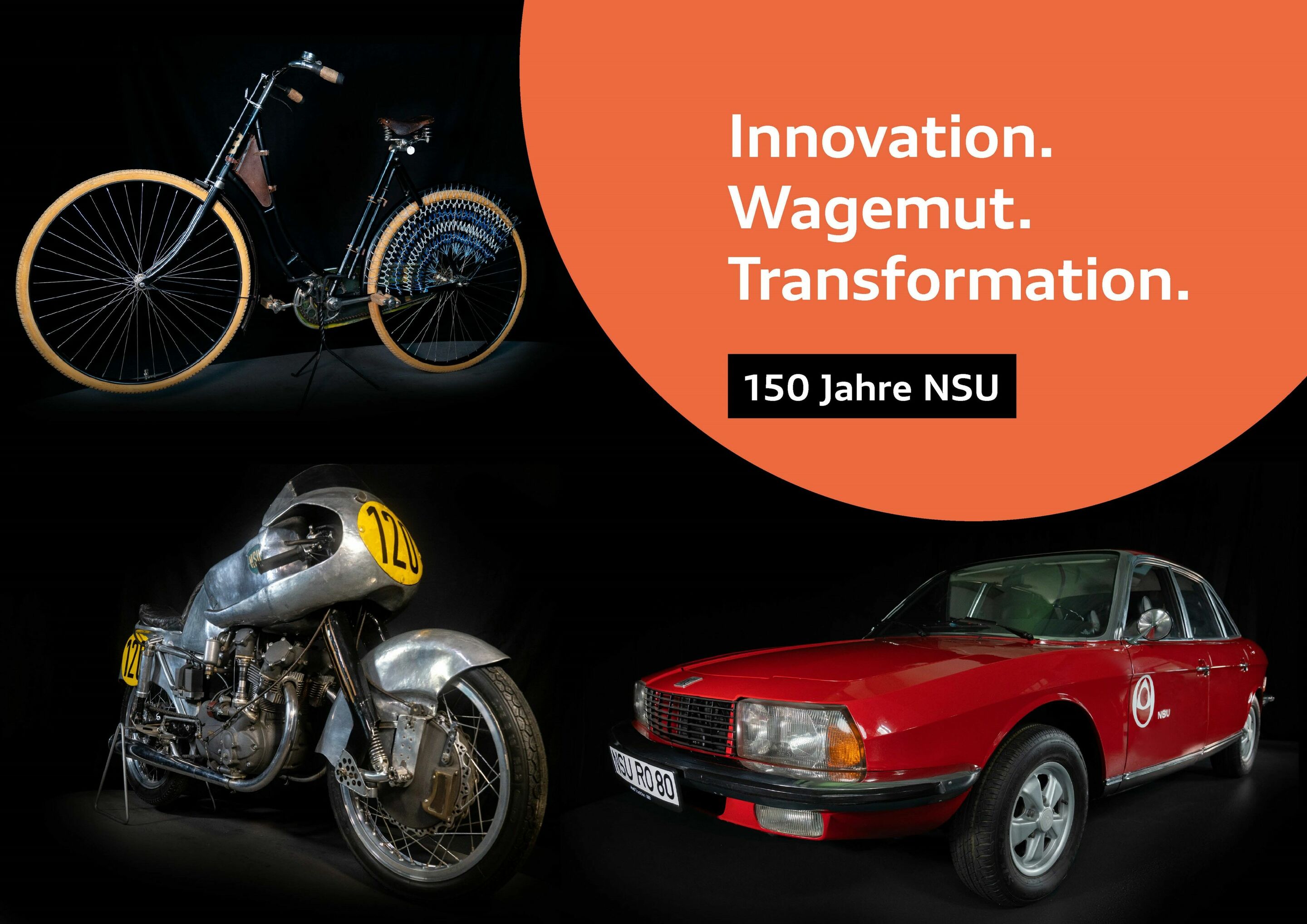 New special exhibition on the traditional brand NSU - NSU’s history offers a unique perspective on the development of mobility: from the bicycle to the motorcycle to the car. The special exhibition “Innovation. Wagemut. Transformation. 150 Jahre NSU,”...
