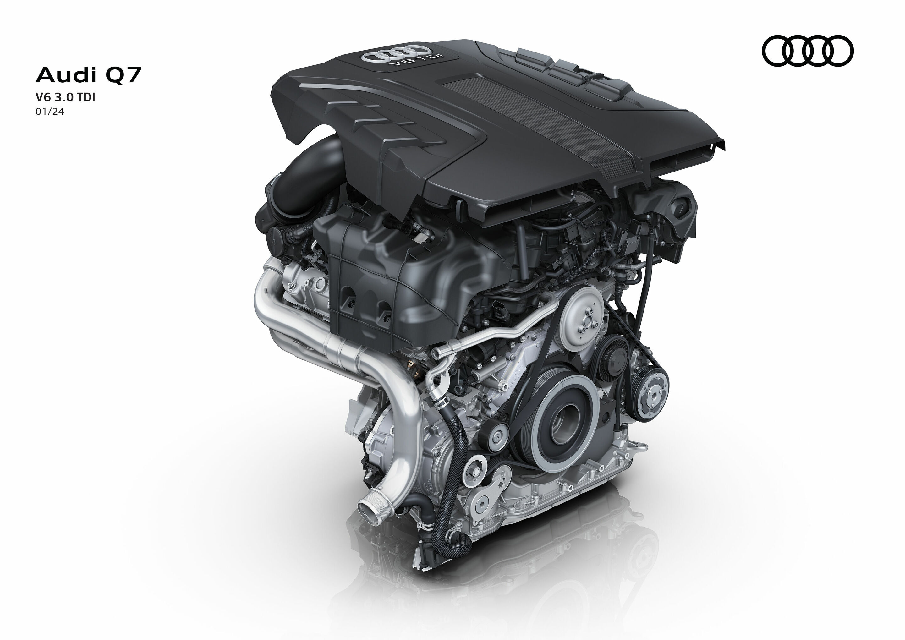 Illustration - Audi Q7 - The V6 TDI range includes two performance levels, the 45 TDI and the 50 TDI. They deliver 170 kW (231 hp) with 500 Newton meters or 210 kW (286 hp) and 600 Newton meters.
