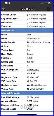 Audi A5 2010 1.8 Tfsi Automatic Gearbox Cvt Lks
