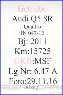 Audi Q5 8R 3,2L 270PS Msf Automatic Gearbox 0B5300055H Dual-Clutch